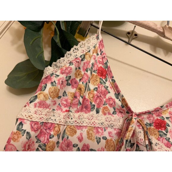 Floral lace Trim/Maxi Slip Dress/Pink/Large - Picture 3 of 12